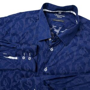 Visconte‎ Shirt Men's Size XXL Blue Long Sleeve Button Front Mercerized Cotton
